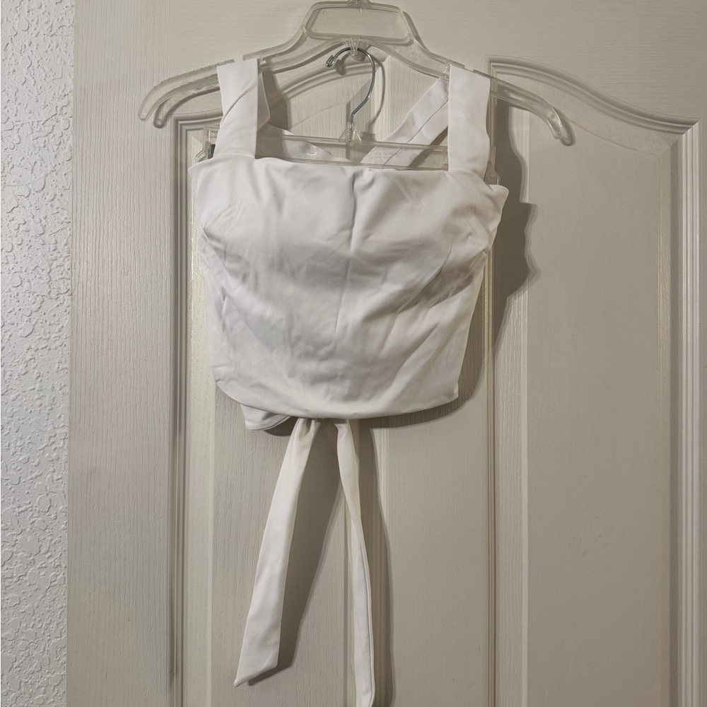 Halara White Tie-Back Crop Top